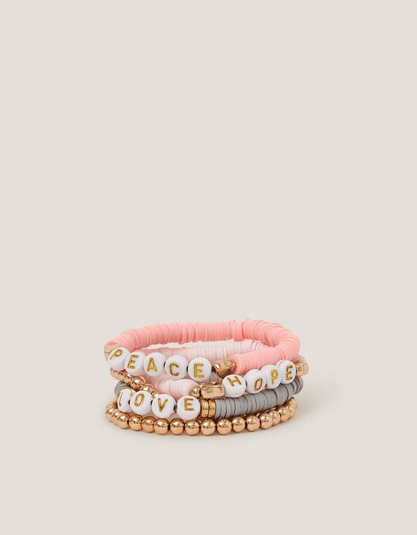 5-Pack Positivity Beaded Friendship Bracelets, , large
