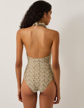 Alba Floral Print Swimsuit, Green (KHAKI), large