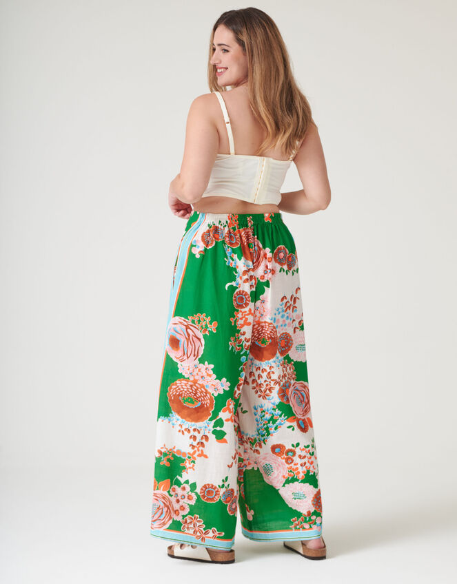 One Hundred Stars Kitsch Bouquet Wide Leg Trousers, Green (GREEN), large