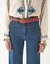 Maison Hotel Devendra Leather Belt, Brown (BROWN), large