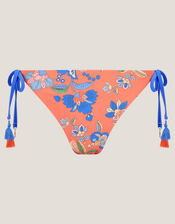 Kaia Floral Tie-Side Bikini Bottoms, Orange (ORANGE), large