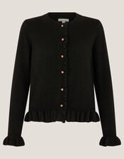 Rina Ruffle Cardigan, Black (BLACK), large