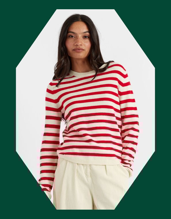Chinti & Parker Wool Elbow Patch Jumper, Red (RED), large