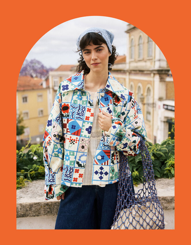 FRNCH Zizania Tile Print Jacket, Multi (MULTI), large