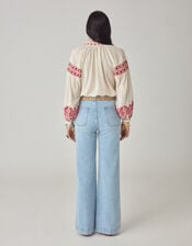 Maison Hotel Antonella Floral Embroidered Blouse, Red (RED), large