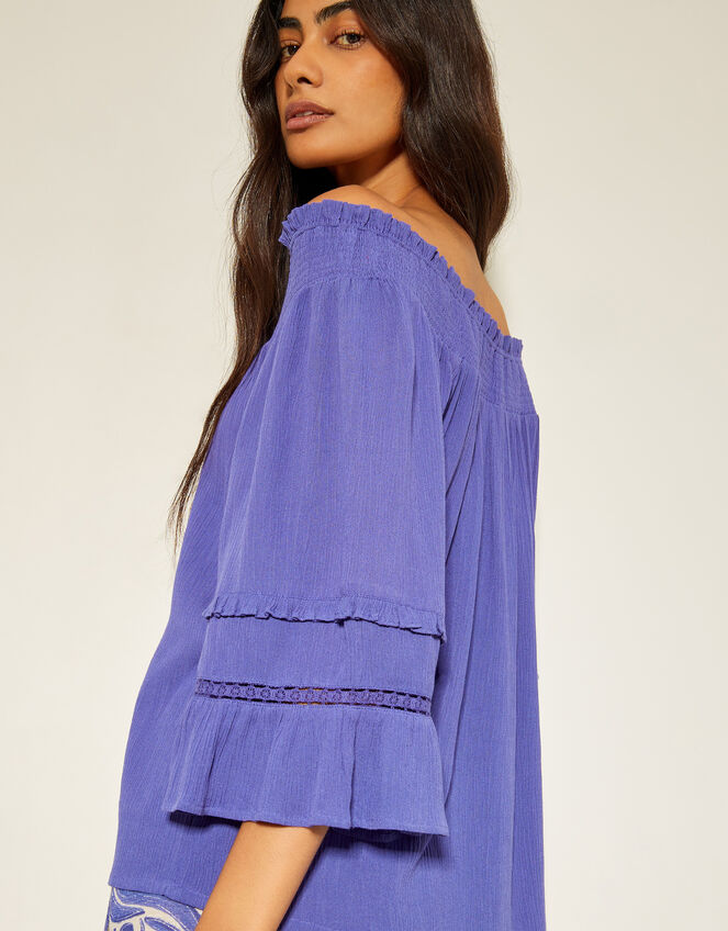 Ava Off-The-Shoulder Smock Top, Blue (BLUE), large