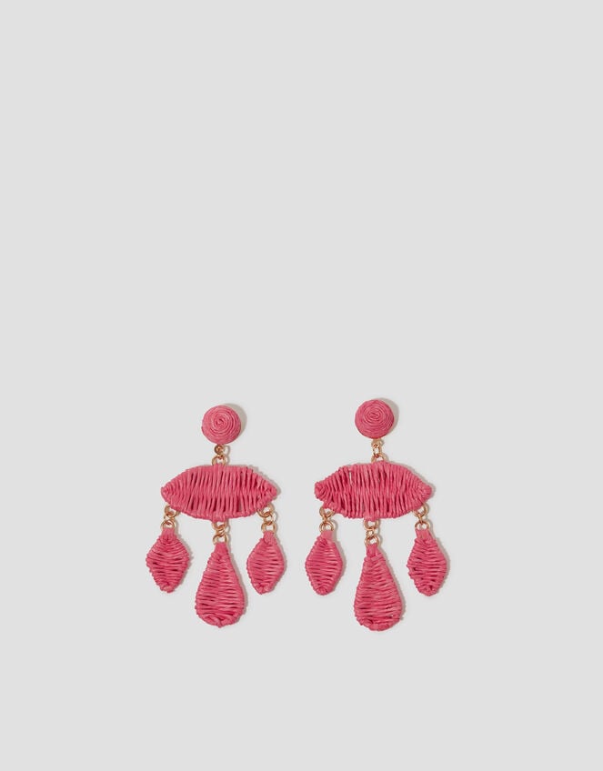 Woven Raffia Drop Earrings, , large