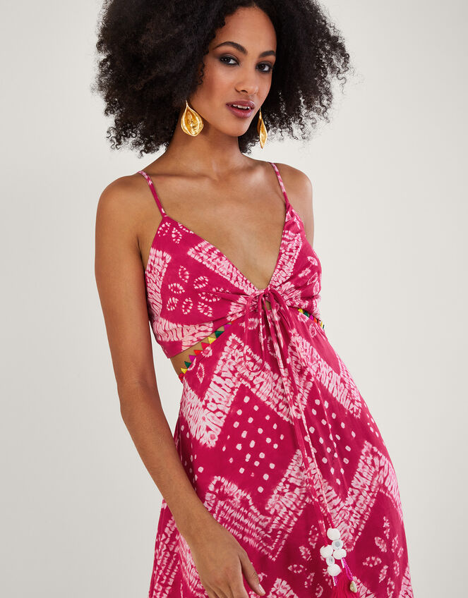 Bandhani Dye Print Maxi Dress, Pink (PINK), large