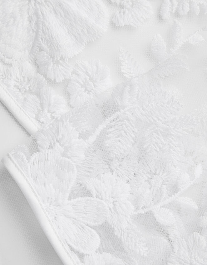 Felicity Embroidered Mesh Cardigan, White (WHITE), large