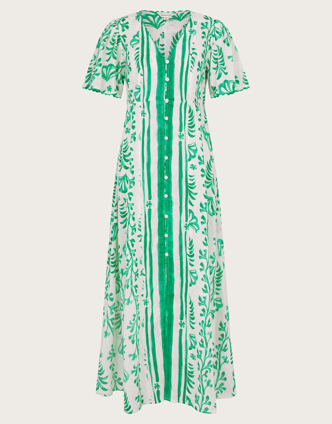 Lani Button Dress in Linen Blend, Ivory (IVORY), large