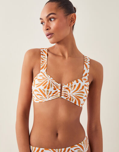 Cece Block Print Bikini Top, Orange (ORANGE), large