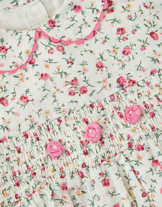 Baby Rose Smocked Romper, Ivory (IVORY), large