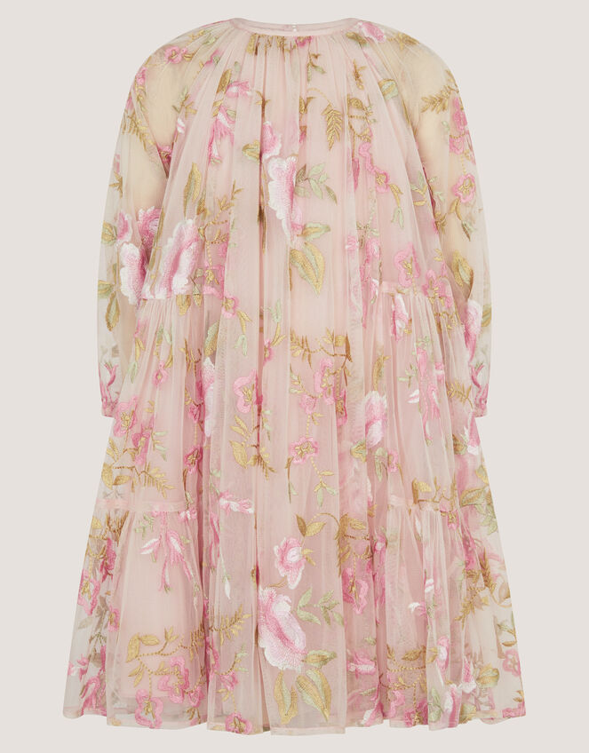 Azalea Floral Embroidered Long Sleeve Dress, Pink (PINK), large