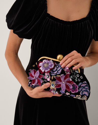 Maisy Floral Embellished Clutch Bag, , large