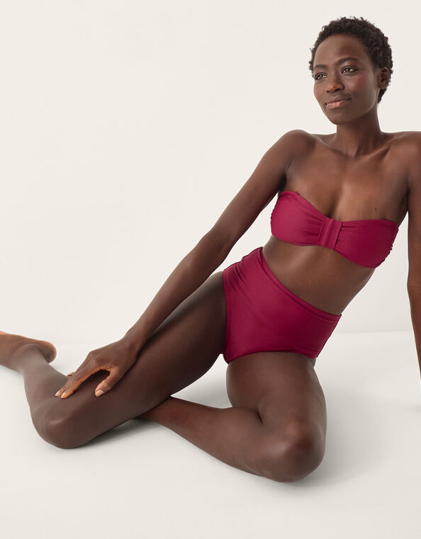 Mia High Waist Bikini Bottom, Red (BURGUNDY), large