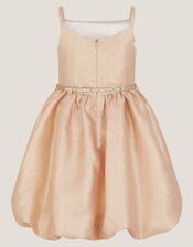 Layla Jacquard Bubble Dress, Gold (GOLD), large