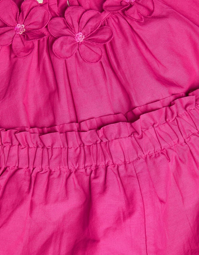 Embroidered Floral Top and Shorts Set, Pink (PINK), large