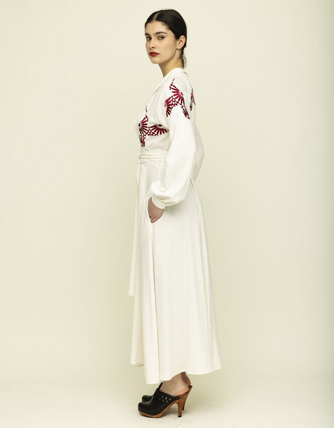 Tallulah & Hope Mitzi Embroidered Wrap Dress, Camel (OATMEAL), large