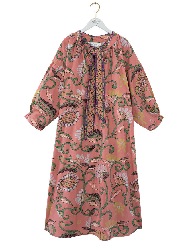 One Hundred Stars Giant Kantha Pussybow Midi Dress, , large