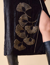 Clemence Alise Floral Embellished Velvet Midi Skirt, Black (BLACK), large