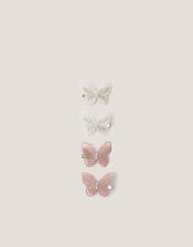 4-Pack Embroidered Butterfly Hair Clips, Pink (PINK), large