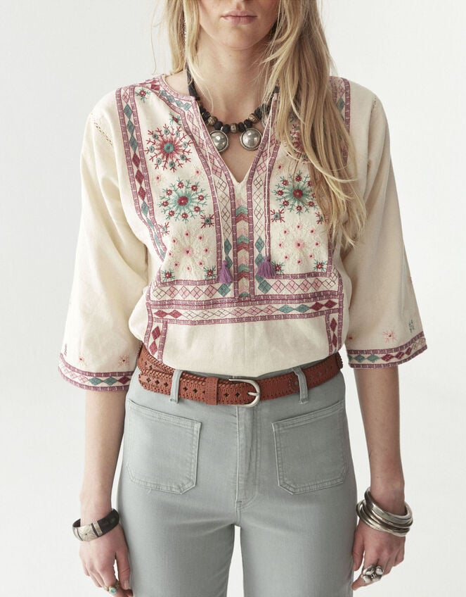 Maison Hotel Nimirta Embroidered Blouse, Multi (MULTI), large