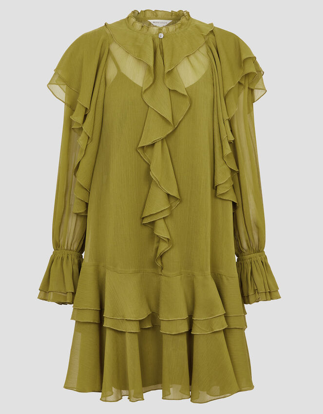 Aria Ruffle Dress, Green (OLIVE), large