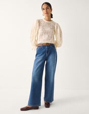 Imogen Lace Insert Blouson Blouse, Ivory (IVORY), large