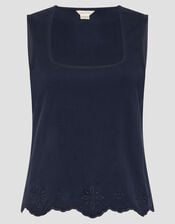 Cara Cutwork Cami Top, Blue (NAVY), large