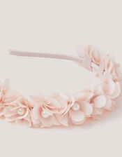 Corsage Floral Pearl Headband, Pink (PINK), large