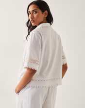 Irina Short Sleeve Lace Shirt, White (WHITE), large