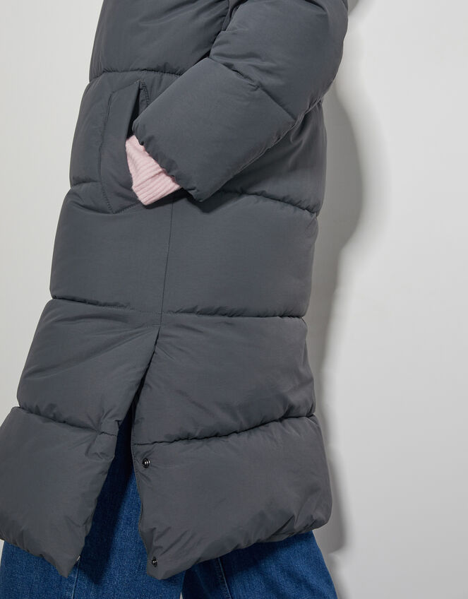 Lissy Long Hooded Puffer Coat, Grey (CHARCOAL), large