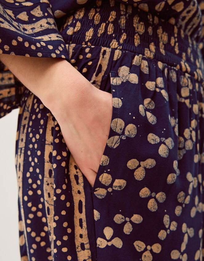 Clover Print Harem Trousers, Blue (NAVY), large