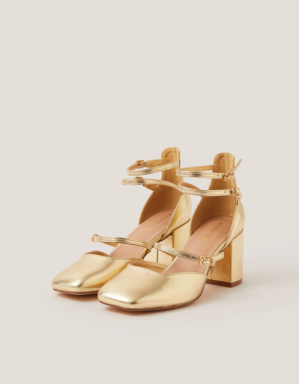 Edie Metallic Mary Jane Heels, Gold (GOLD), large