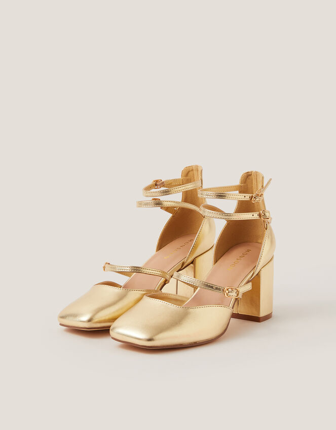 Edie Metallic Mary Jane Heels, Gold (GOLD), large
