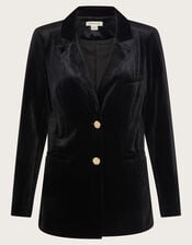 Verity Velvet Single Breasted Jacket, Black (BLACK), large
