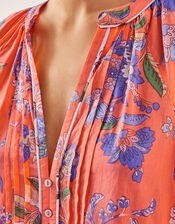 Kaia Floral Tunic Midi Dress, Orange (ORANGE), large