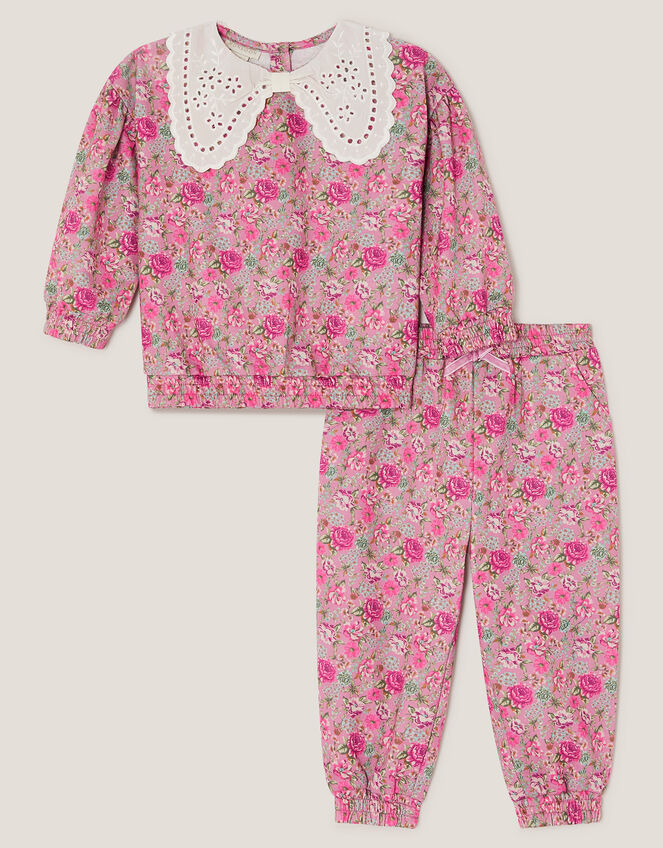 Baby Floral Collared Sweatshirt & Joggers Set , Multi (MULTI), large