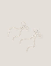 Diamanté Bow Drop Earrings, , large