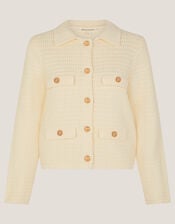 Coby Collar Cardigan, Ivory (IVORY), large