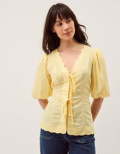 Willow Puff Sleeve Tie Front Top, Yellow (YELLOW), large