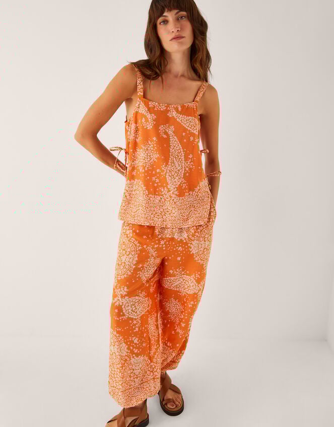 Madison Paisley Print Harem Trousers, Orange (ORANGE), large