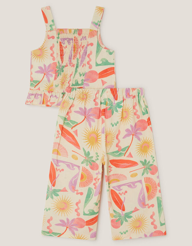 Palm Print Top and Trousers Set, Ivory (IVORY), large