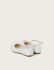 Flower Pearl Strap Ballet Flats, Ivory (IVORY), large