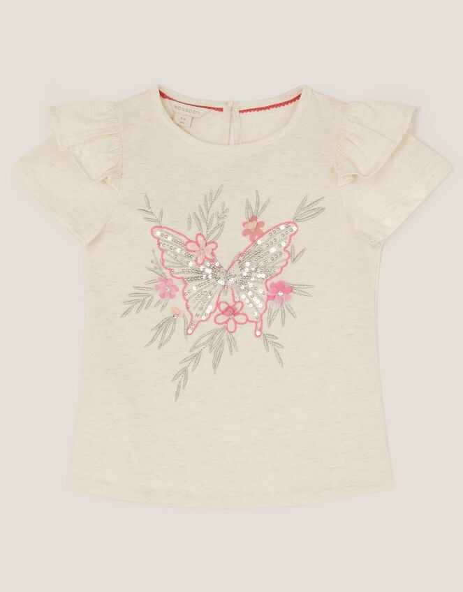 Butterfly Embellished T-Shirt, Ivory (IVORY), large