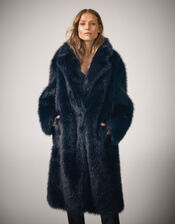 Camille Faux Fur Coat, Blue (MIDNIGHT), large