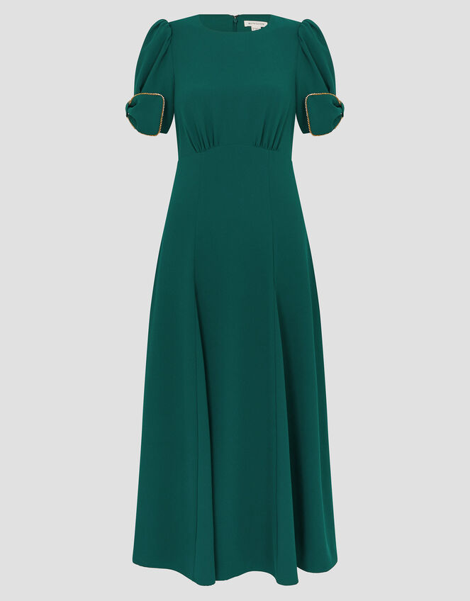 Belle Bow Sleeve Midi Dress, Green (GREEN), large