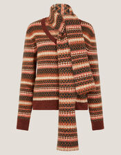 Scout Fair Isle Jumper & Scarf Set, Orange (ORANGE), large