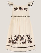 Floral Cornelli Embroidered Dress, Ivory (IVORY), large