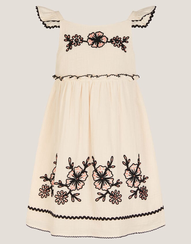 Floral Cornelli Embroidered Dress, Ivory (IVORY), large